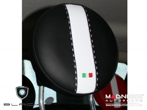 FIAT 500 Headrest Cover Set - Black Italy - Rear - Black/ White Tuxedo Design FIAT 500 Headrest Cover Set - Black Italy - Rear - Black/ White Tuxedo Design